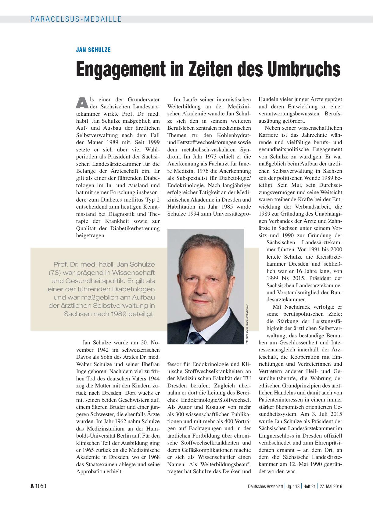 Vorschauseite 1: Jan Schulze: Engagement in Zeiten des Umbruchs