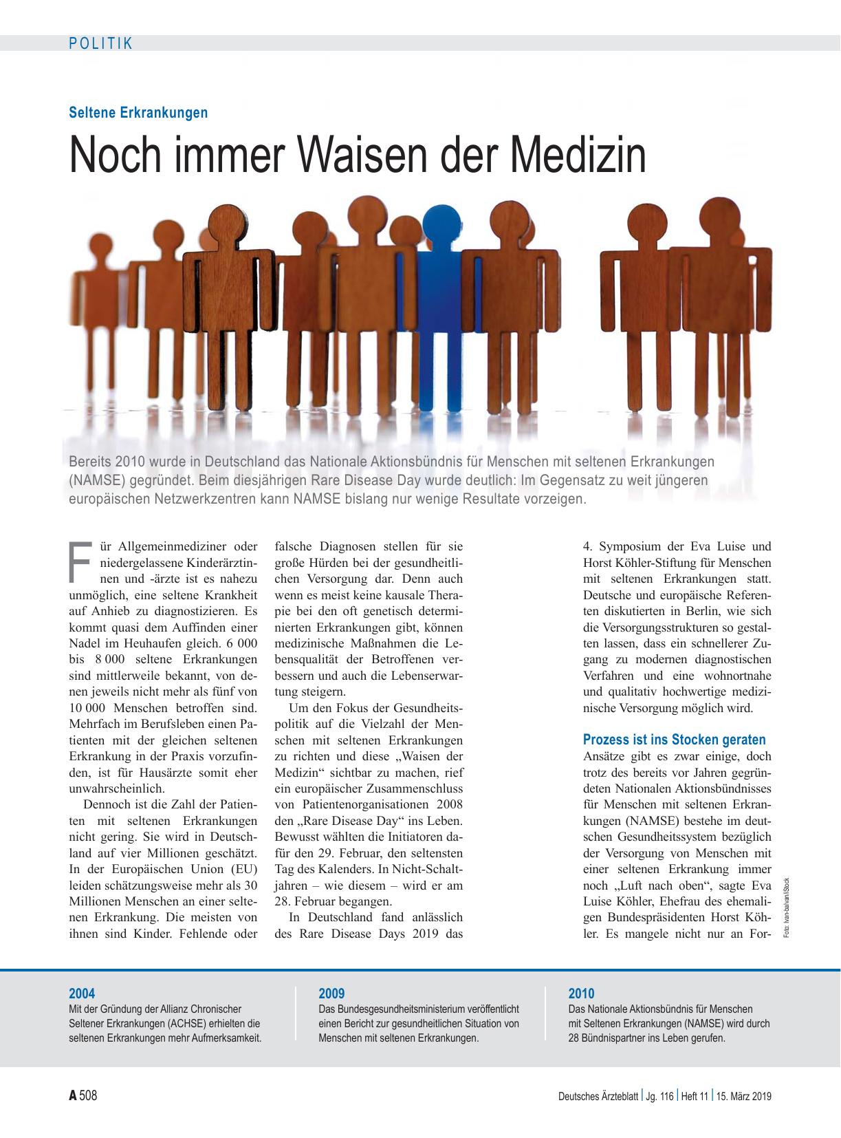 Vorschauseite 1: Seltene Erkrankungen: Noch immer Waisen der Medizin