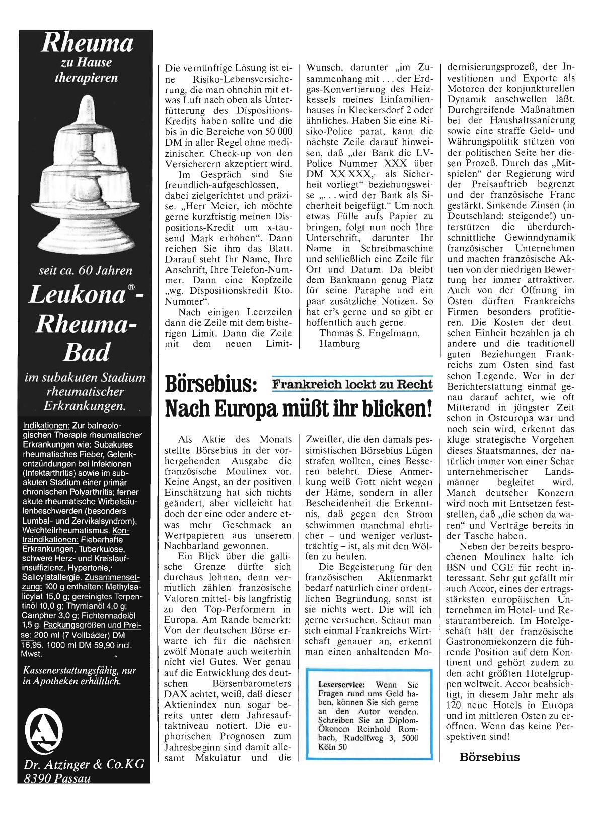 Vorschauseite 1: Börsebius: Nach Europa müßt ihr blicken!