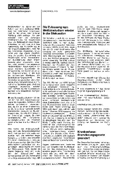 Vorschauseite 1: Die Zulassung zum Medizinstudium wieder in der Diskussion