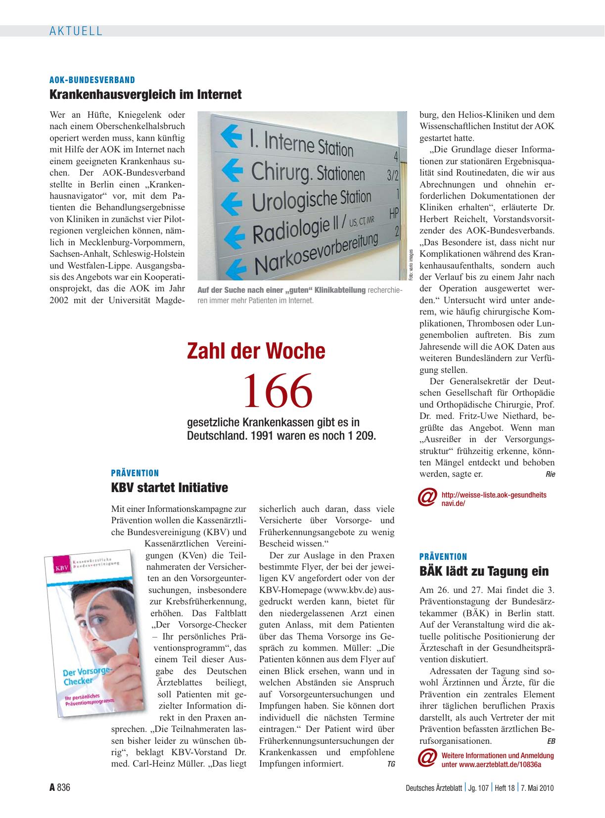 Vorschauseite 1: Prävention: BÄK lädt zu Tagung ein
