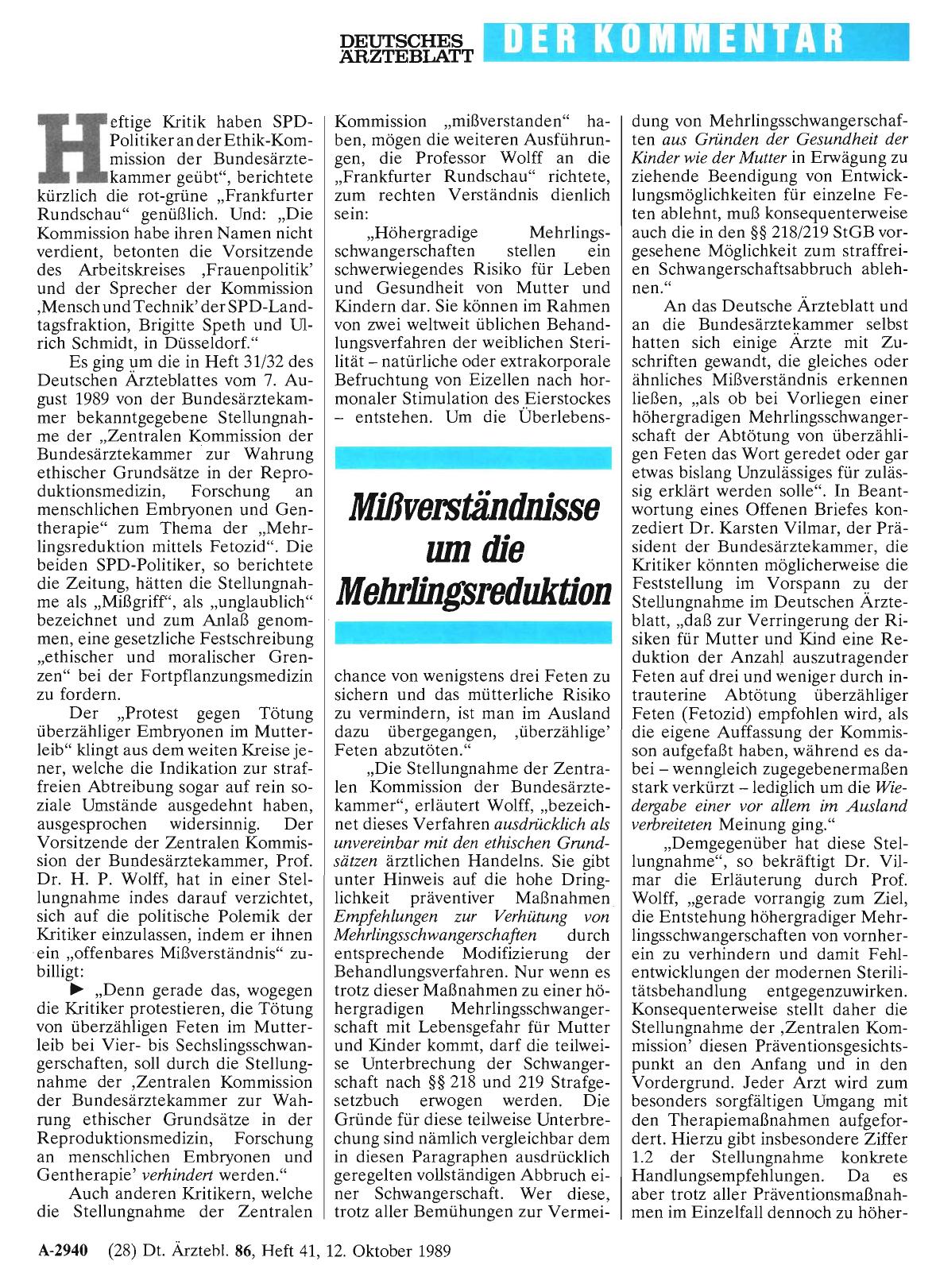 Vorschauseite 1: Mißverständnisse um die Mehrlingsreduktion