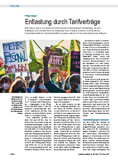 Vorschauseite 1: Pflegemangel: Entlastung durch Tarifverträge