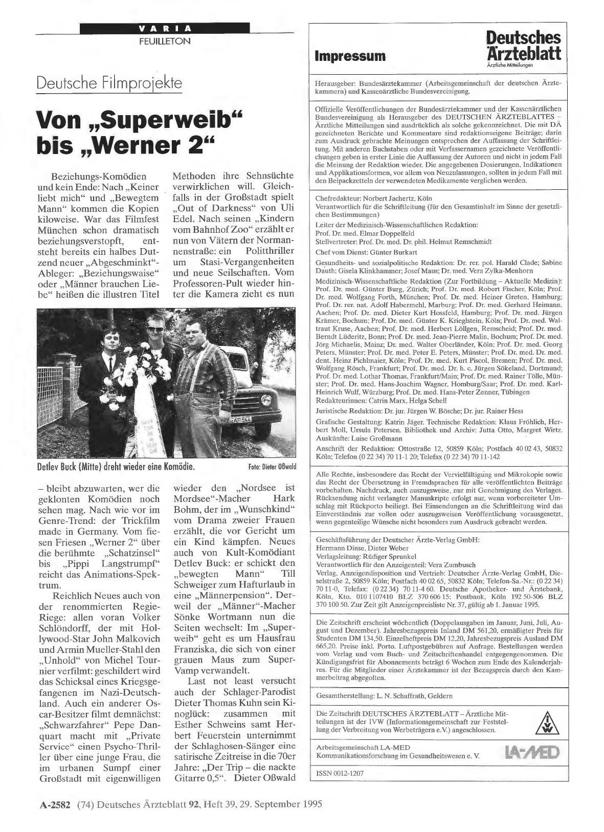 Vorschauseite 1: Deutsche Filmprojekte Von „Superweib“ bis „Werner 2“