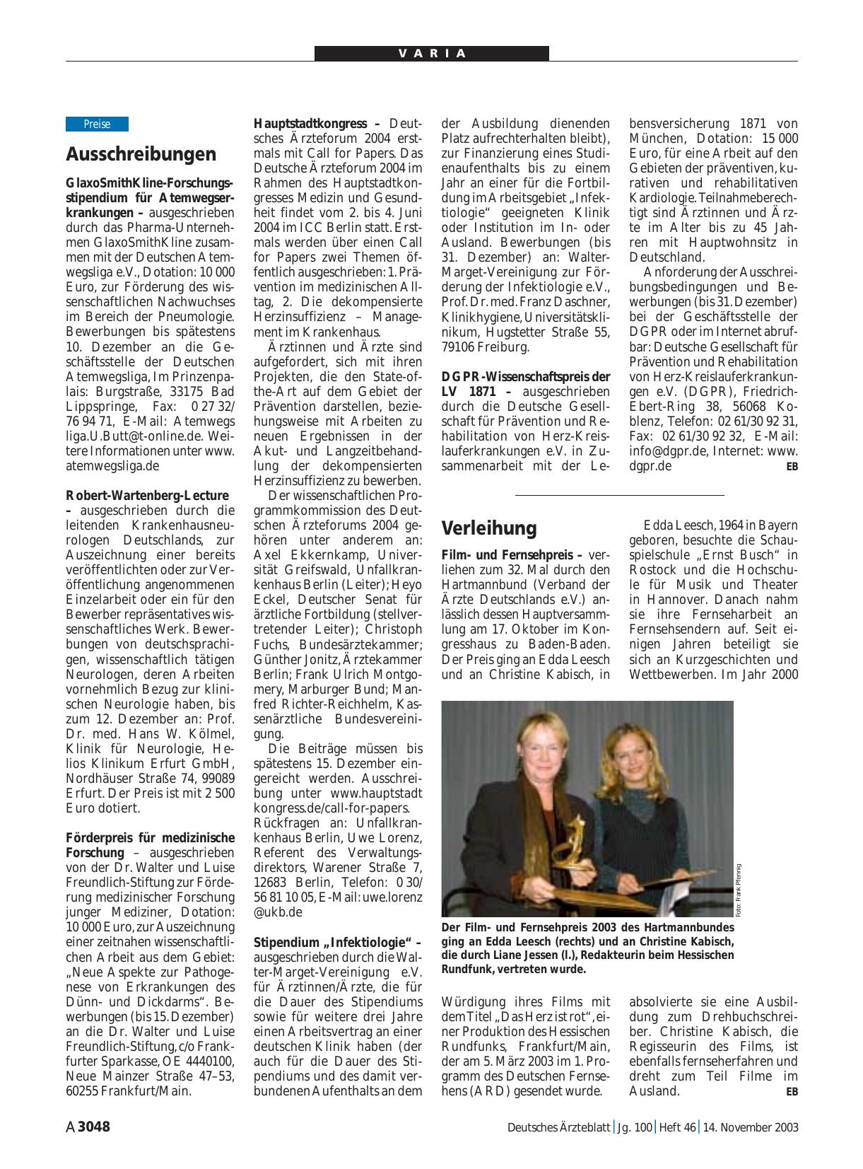 Vorschauseite 1: Verleihung