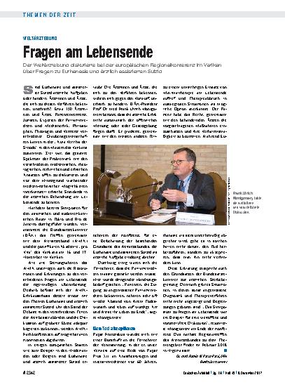 Vorschauseite 1: Weltärztebund: Fragen am Lebensende