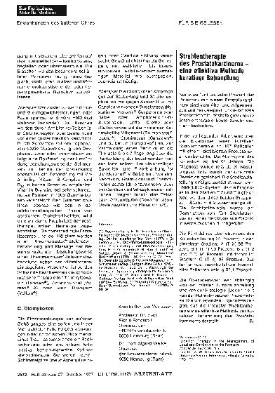 Vorschauseite 1: Strahlentherapie des Prostatakarzinoms — eine effektive Methode kurativer Behandlung