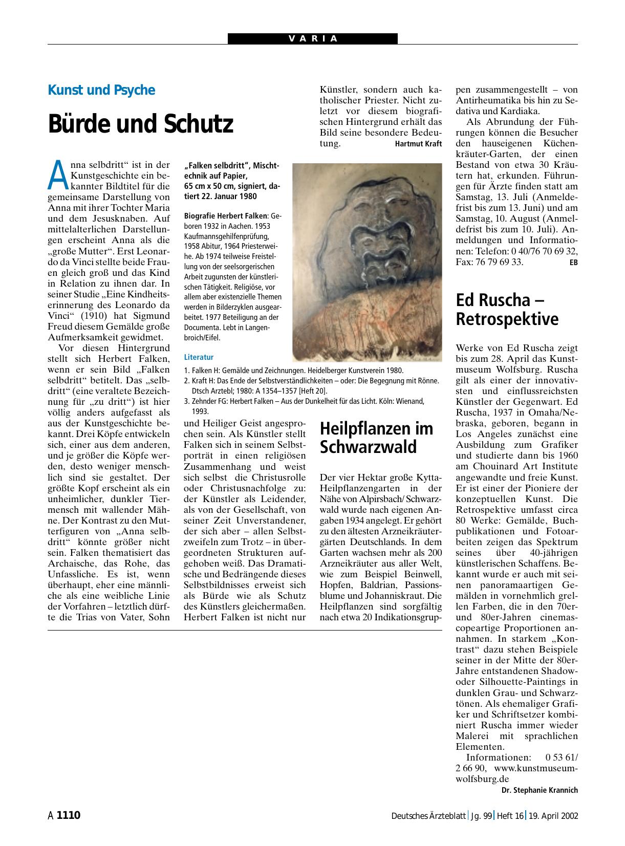 Vorschauseite 1: Kunst und Psyche: Bürde und Schutz