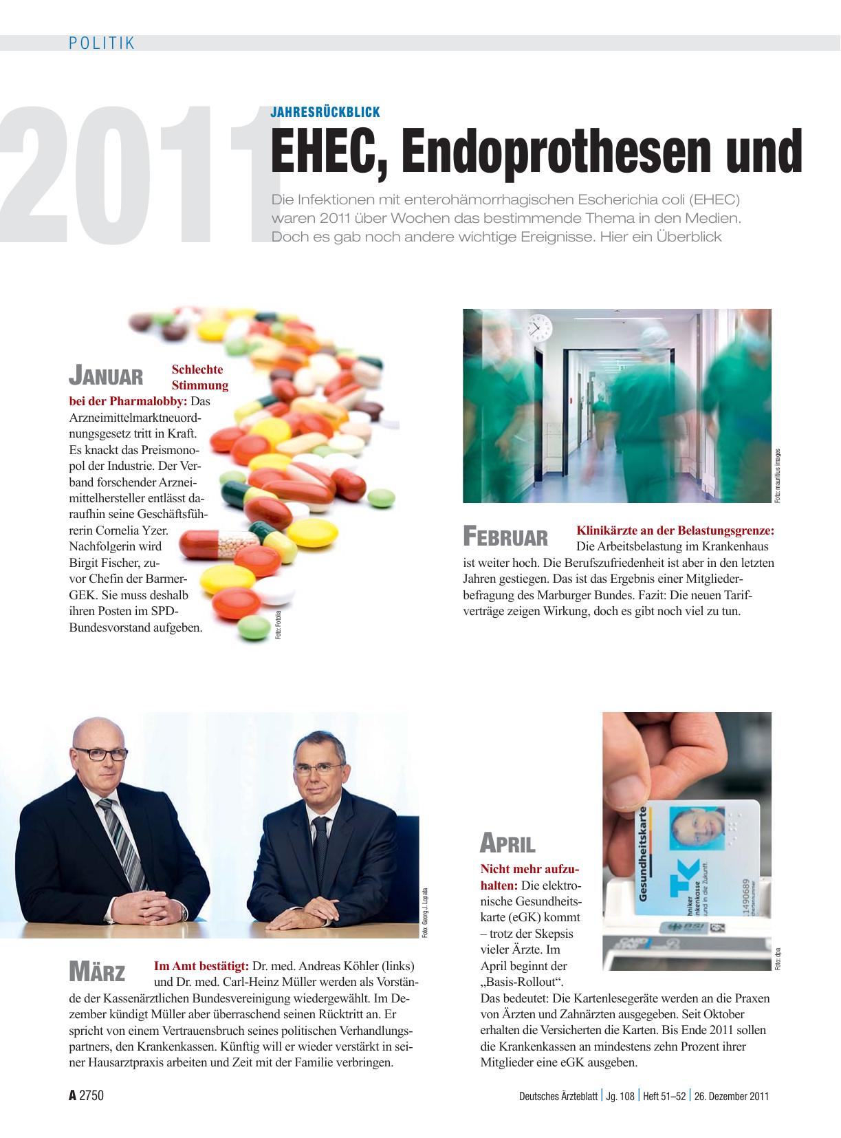 Vorschauseite 1: Jahresrückblick 2011: EHEC, Endoprothesen und E-Card