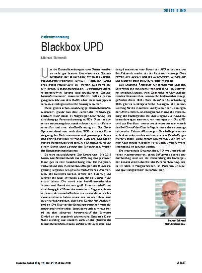 Vorschauseite 1: Patientenberatung: Blackbox UPD