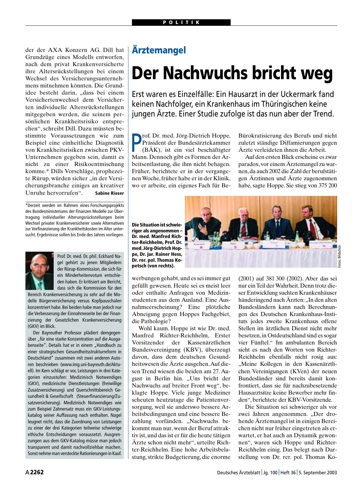 Vorschauseite 1: Ärztemangel: Der Nachwuchs bricht weg