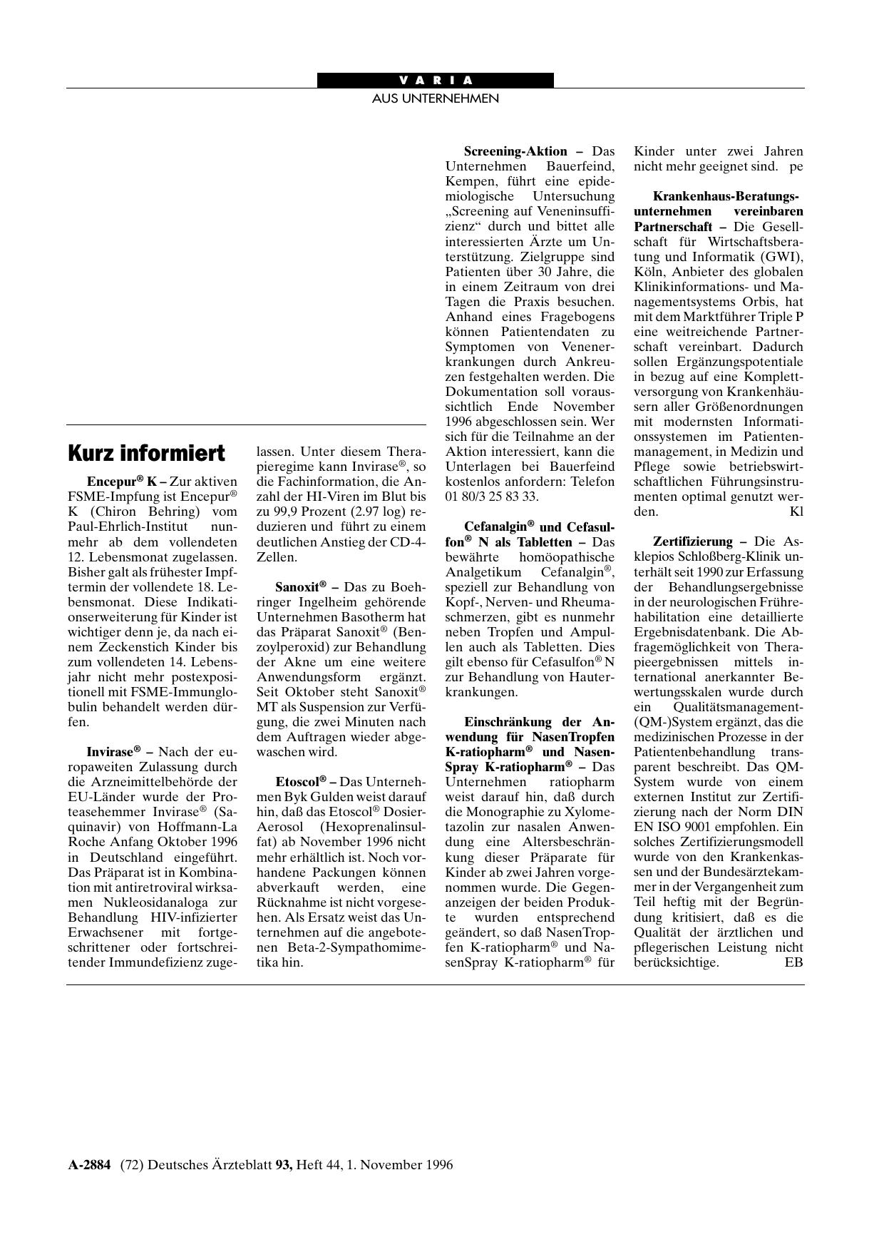 Vorschauseite 1: Kurz informiert