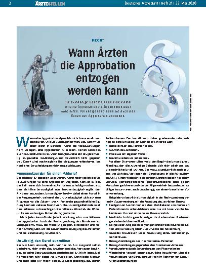 Vorschauseite 1: Recht: Wann Ärzten die Approbation entzogen werden kann
