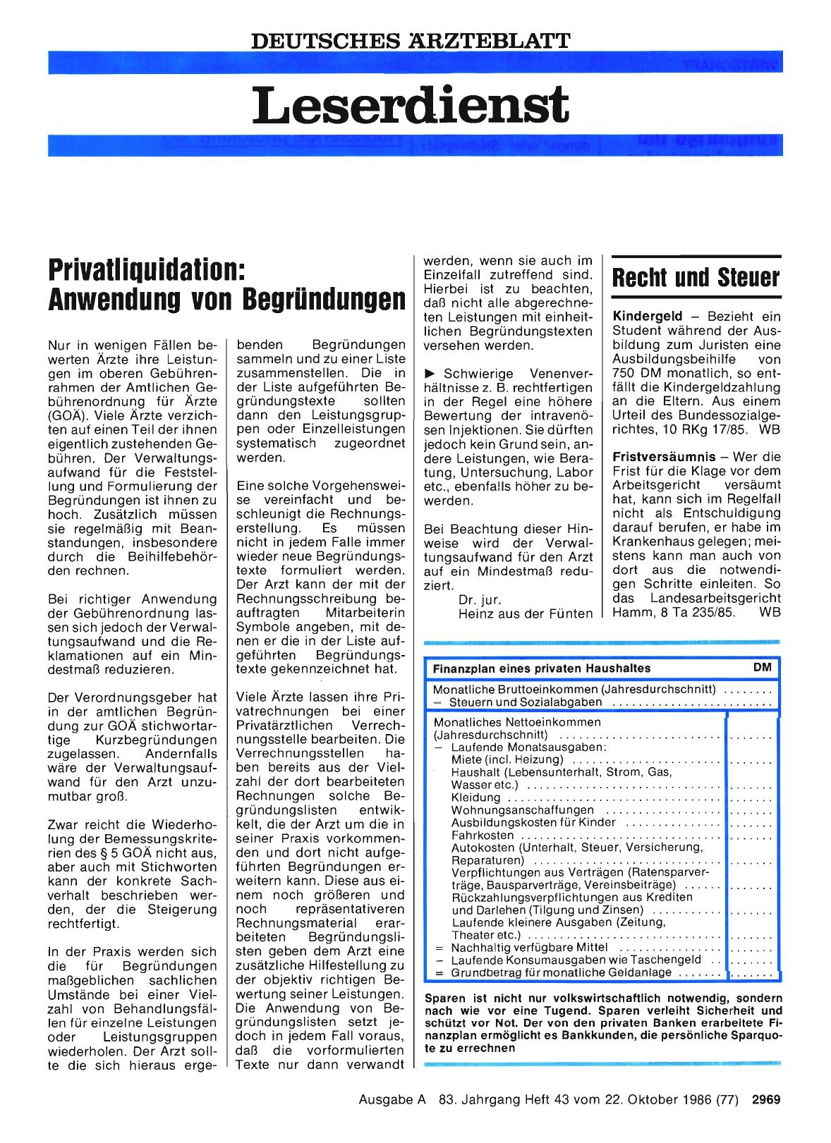 Vorschauseite 1: Privatliquidation: Anwendung von Begründungen