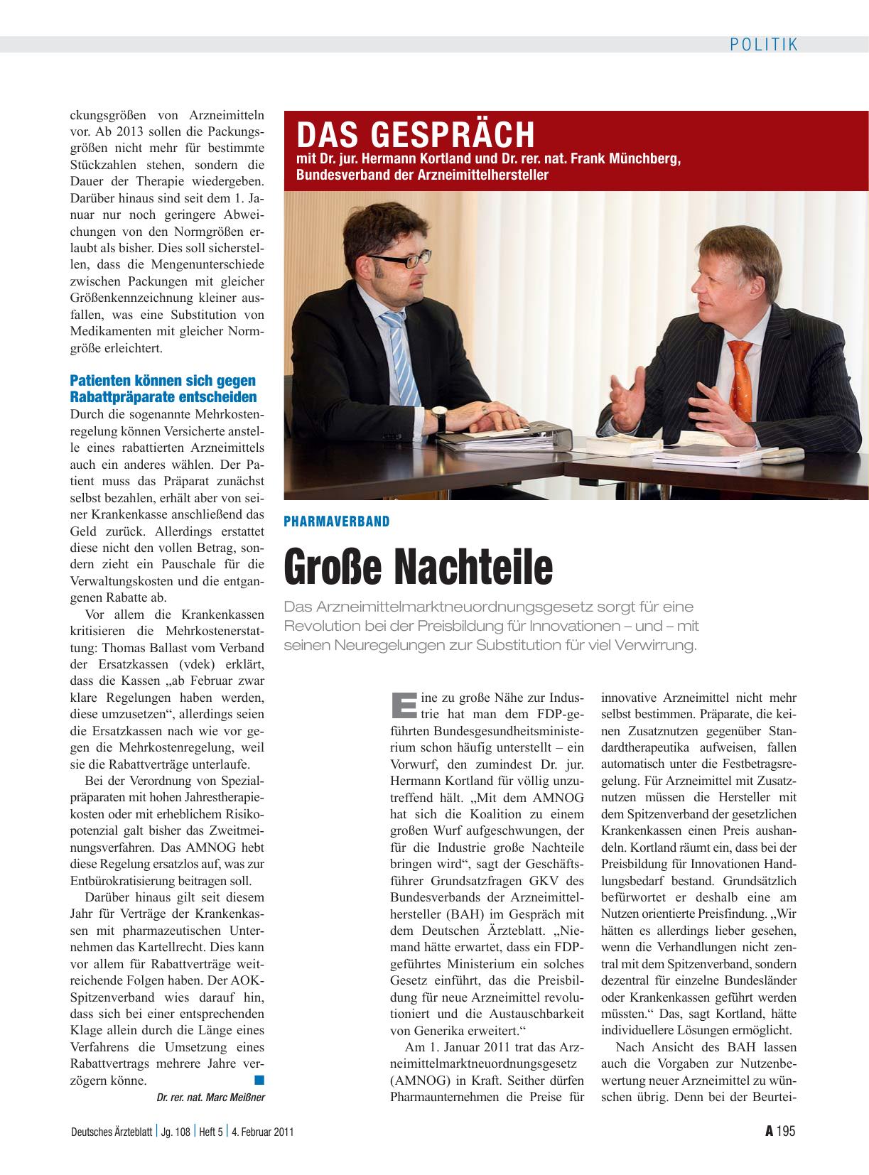 Vorschauseite 1: Pharmaverband: Große Nachteile