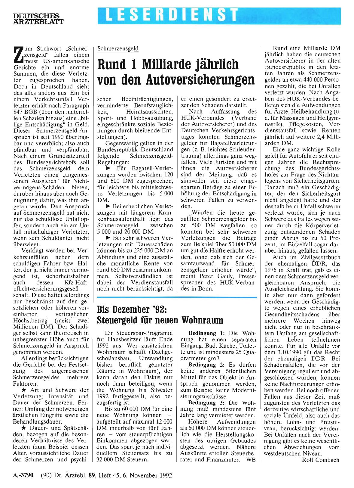 Vorschauseite 1: Schmerzensgeld: Rund 1 Milliarde jährlich von den Autoversicherungen