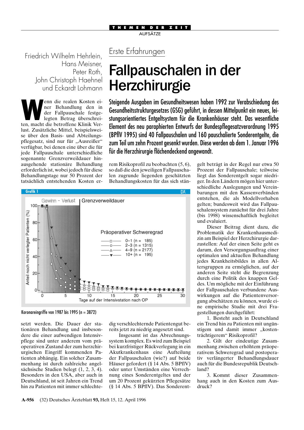 Vorschauseite 1: Erste Erfahrungen: Fallpauschalen in der Herzchirurgie