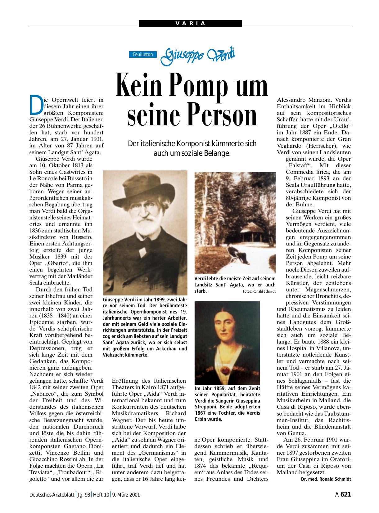 Vorschauseite 1: Giuseppe Verdi: Kein Pomp um seine Person