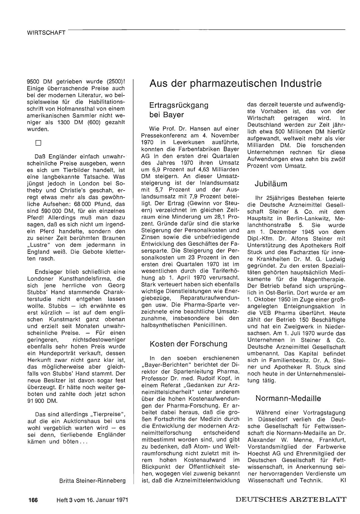 Vorschauseite 1: Aus der pharmazeutischen Industrie