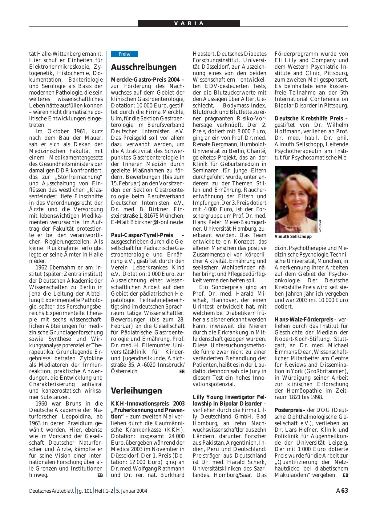 Vorschauseite 1: Verleihungen