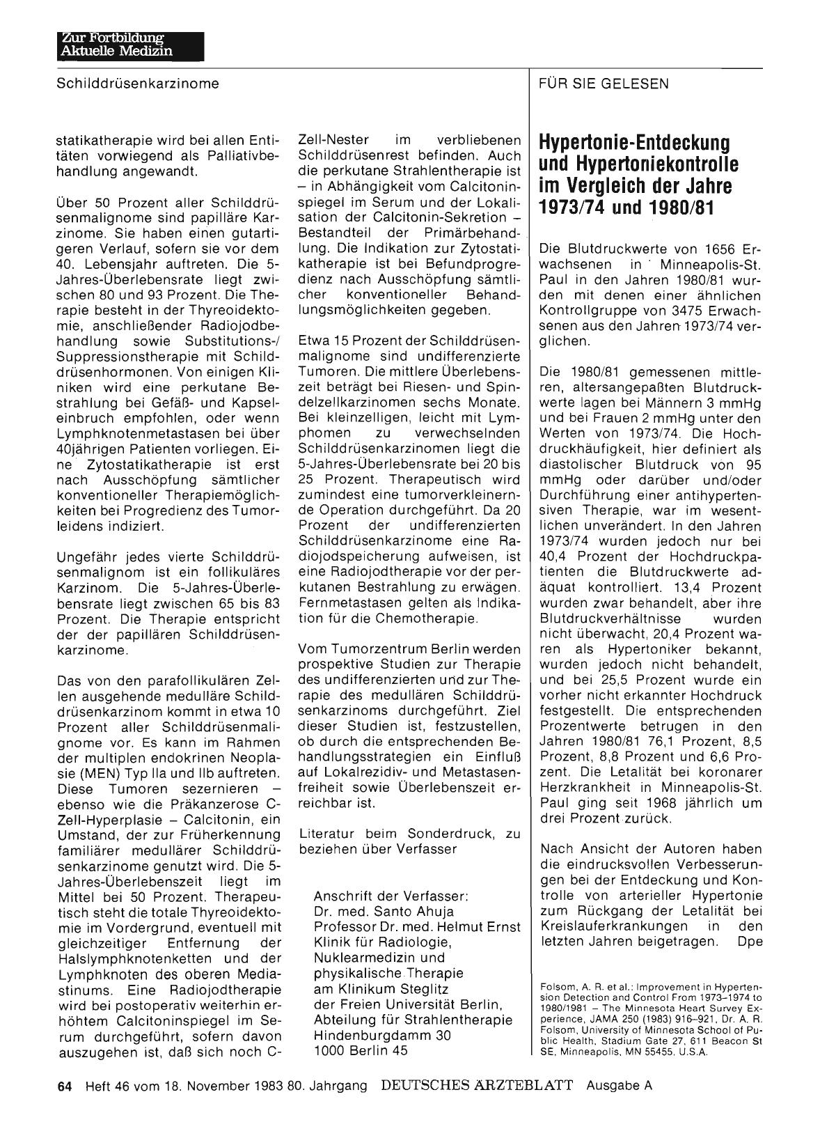 Vorschauseite 1: Hypertonie-Entdeckung und Hypertoniekontrolle im Vergleich der Jahre 1973/74 und 1980/81