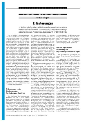Vorschauseite 1: Erläuterungen zur Neufassung der Psychotherapie-Richtlinien
