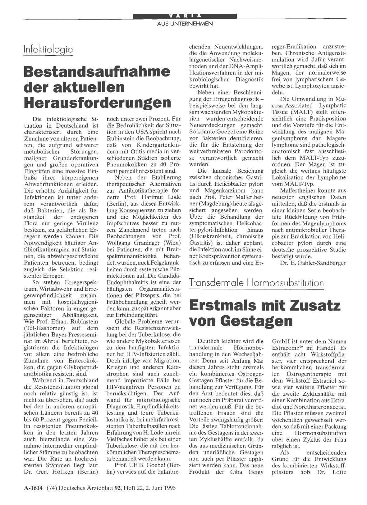 Vorschauseite 1: Transdermale Hormonsubstitution: Erstmals mit Zusatz von Gestagen