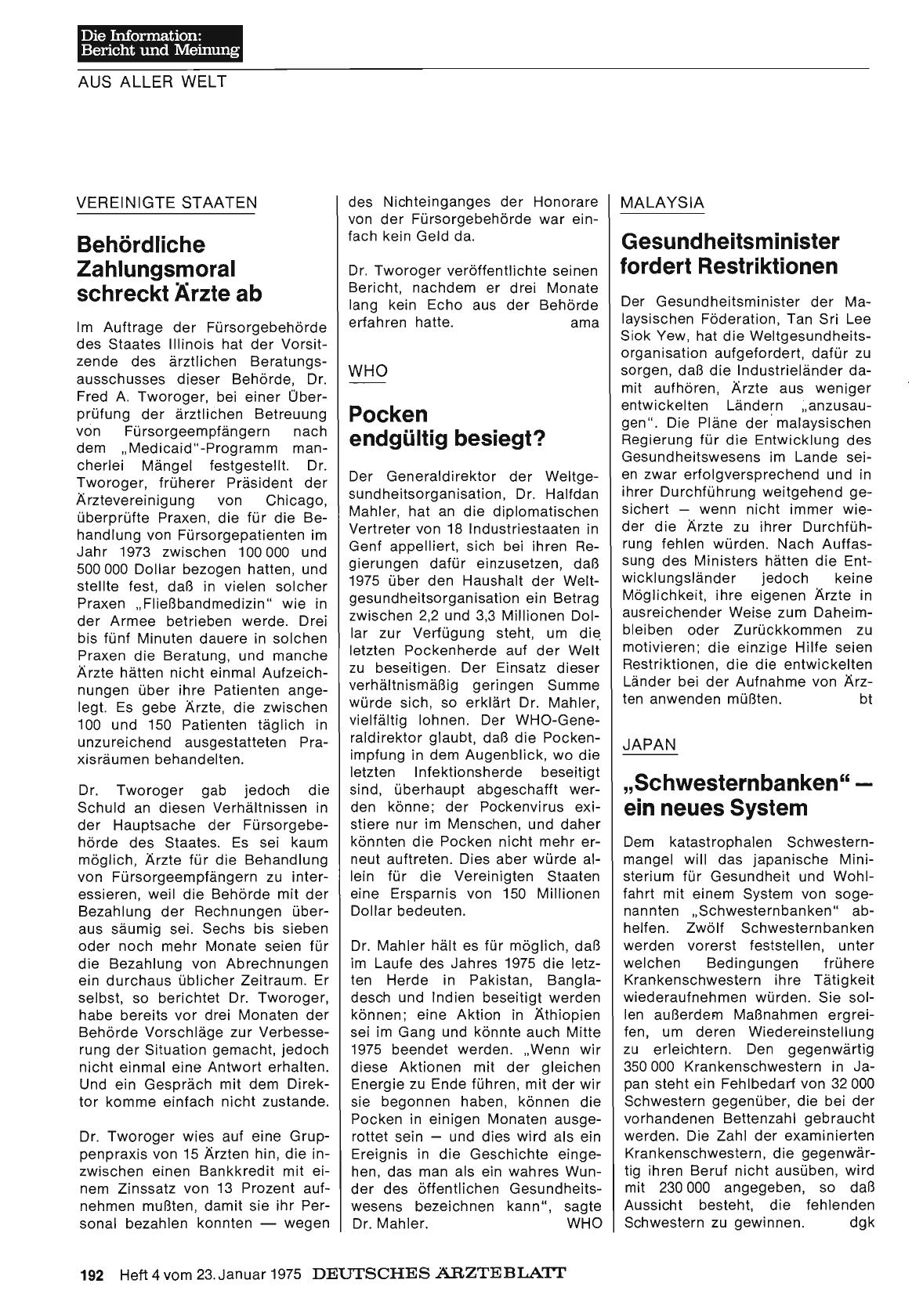 Vorschauseite 1: Malaysia: Gesundheitsminister fordert Restriktionen