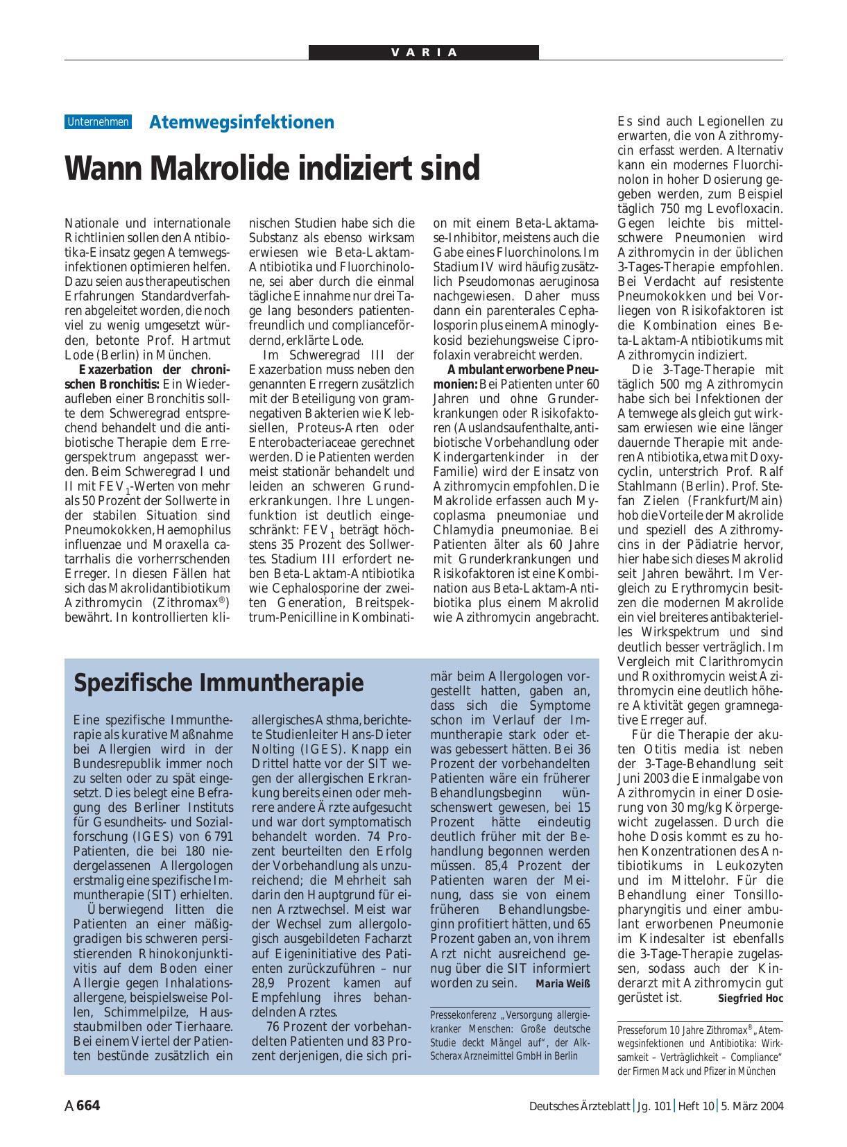 Vorschauseite 1: Atemwegsinfektionen: Wann Makrolide indiziert sind
