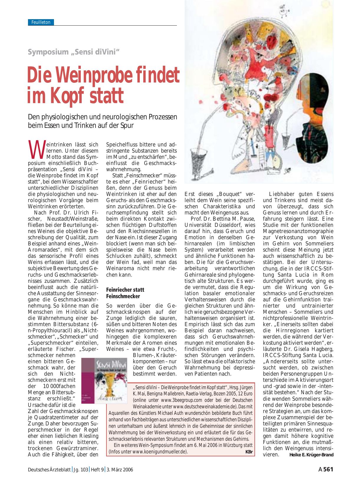 Vorschauseite 1: Symposium „Sensi diVini“: Die Weinprobe findet im Kopf statt