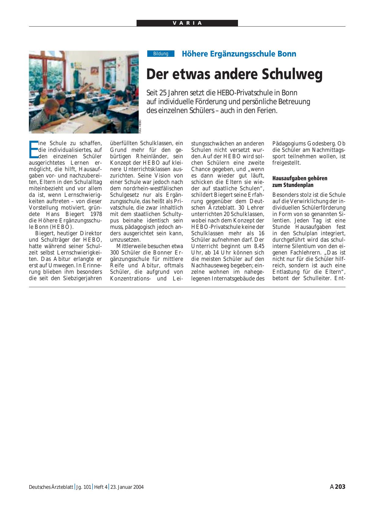 Vorschauseite 1: Höhere Ergänzungsschule Bonn: Der etwas andere Schulweg