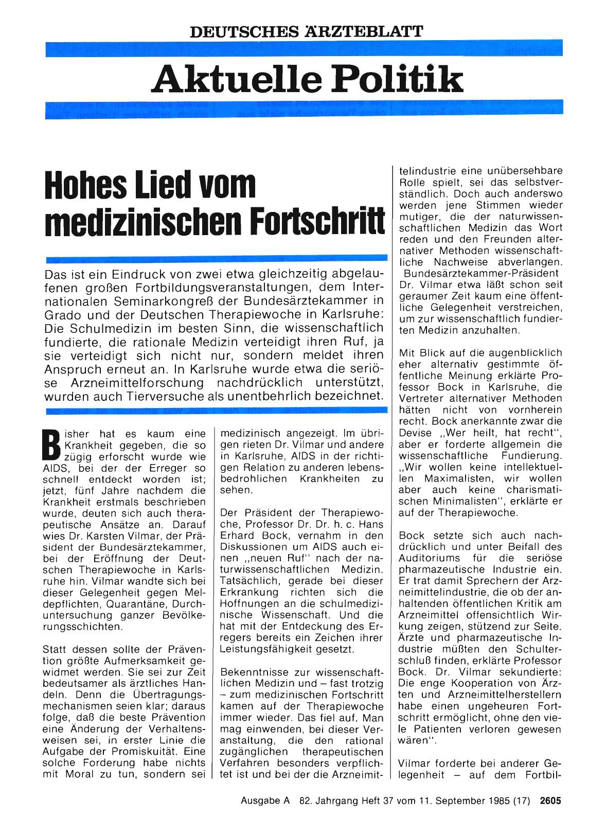Vorschauseite 1: Hohes Lied vom medizinischen Fortschritt