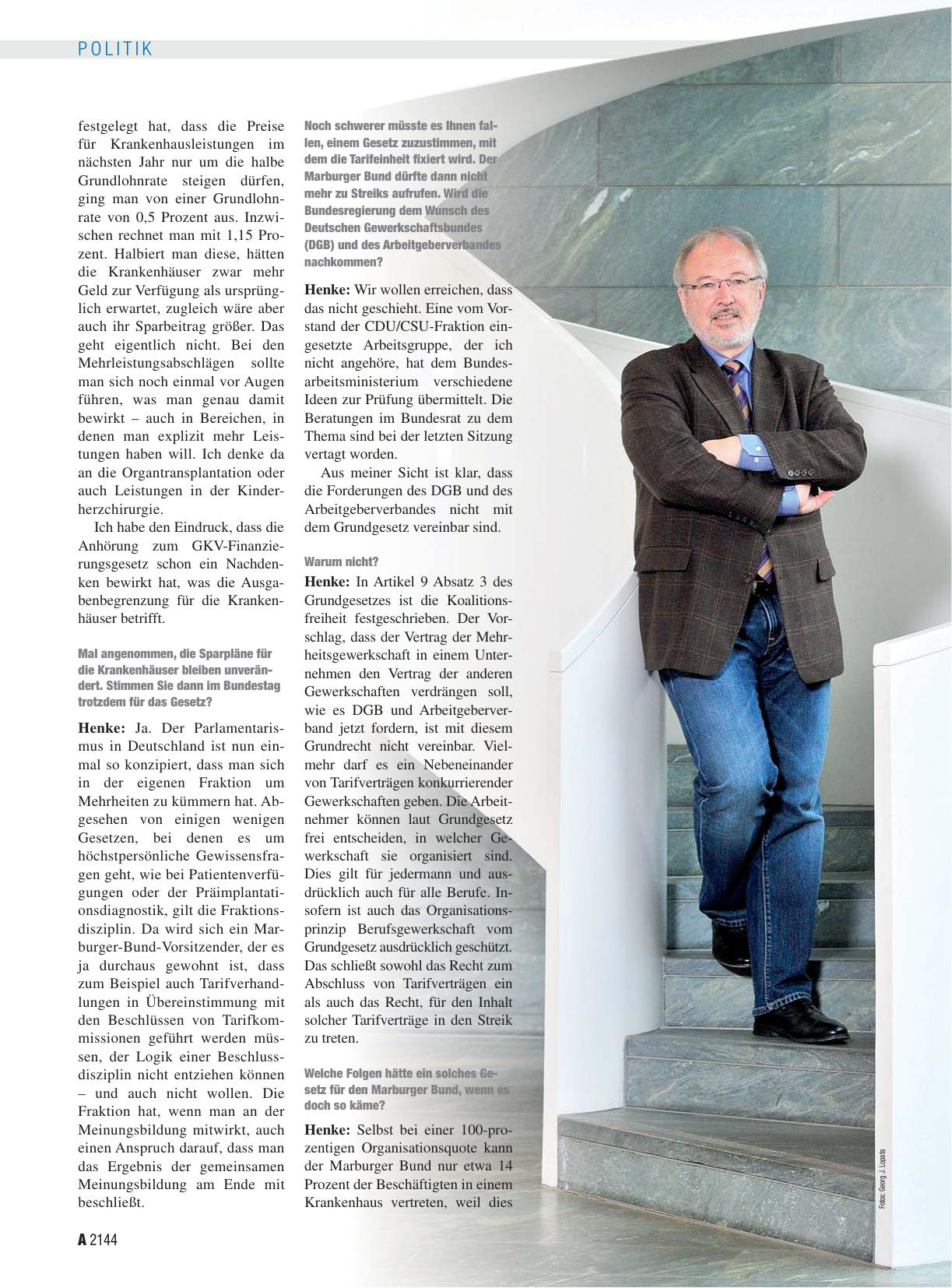 Vorschauseite 2: Interview mit Rudolf Henke, Bundestagsabgeordneter und Vorsitzender des Marburger Bundes „Das turbulenteste Jahr meines Lebens“