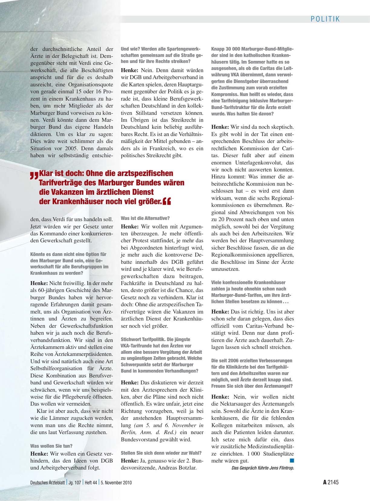 Vorschauseite 3: Interview mit Rudolf Henke, Bundestagsabgeordneter und Vorsitzender des Marburger Bundes „Das turbulenteste Jahr meines Lebens“