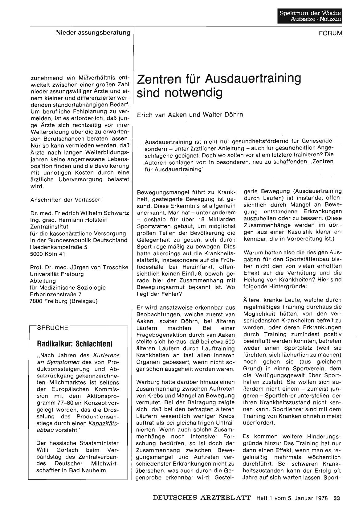 Vorschauseite 1: Zentren für Ausdauertraining sind notwendig