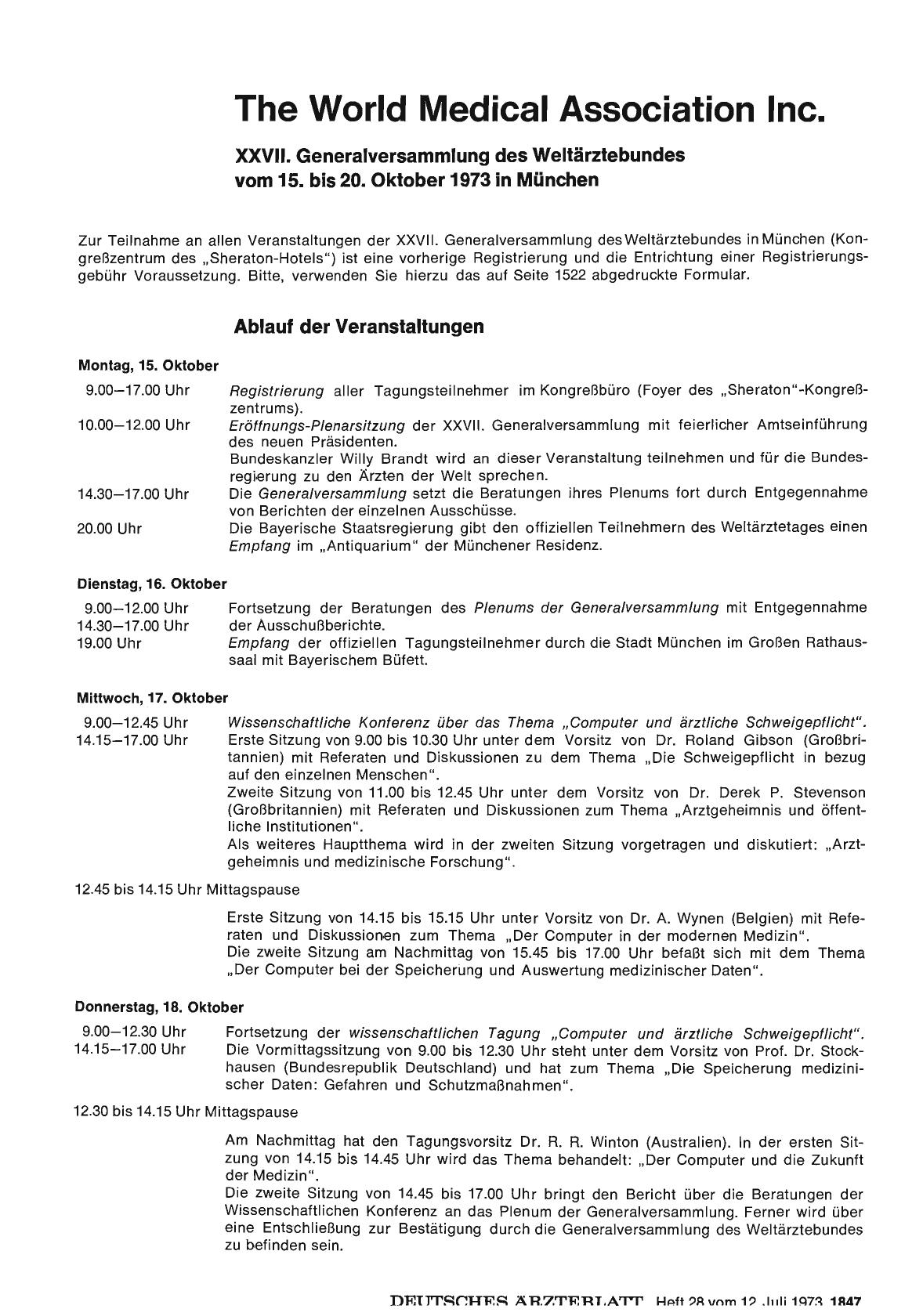 Vorschauseite 1: The World Medical Association Inc. (Teil 1)