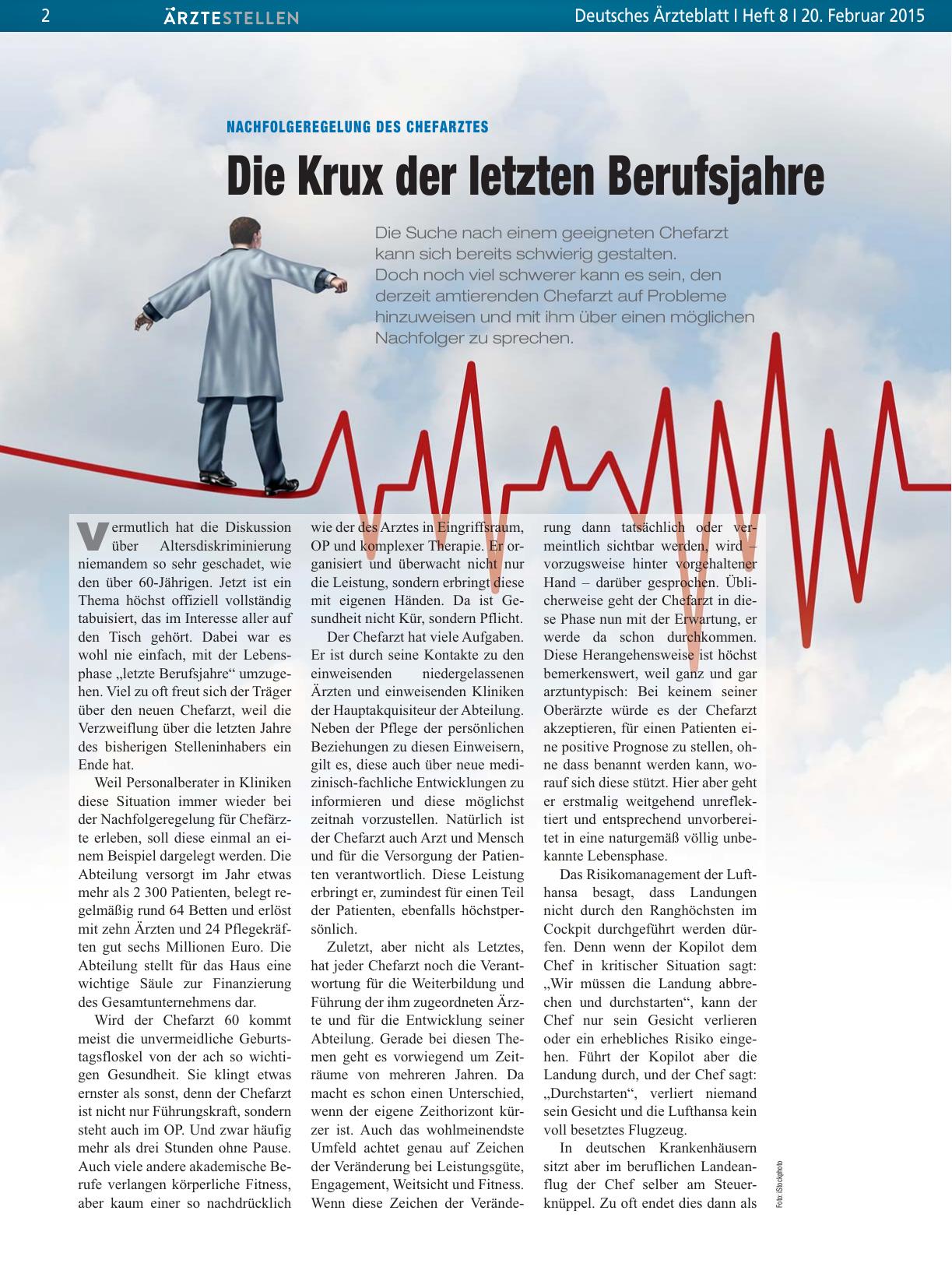 Vorschauseite 1: Nachfolgeregelung des Chefarztes: Die Krux der letzten Berufsjahre