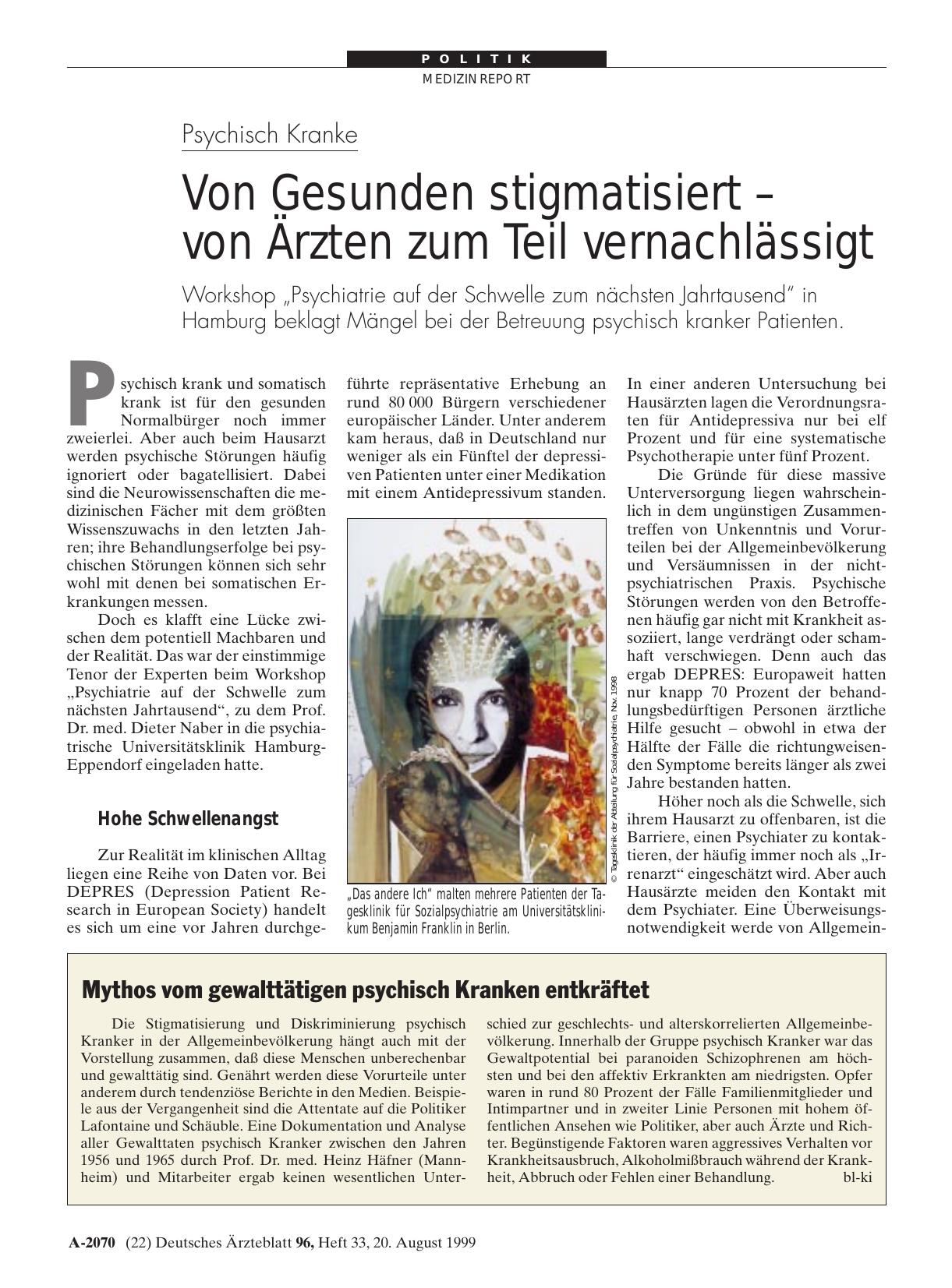 Vorschauseite 1: Mythos vom gewalttätigen psychisch Kranken entkräftet