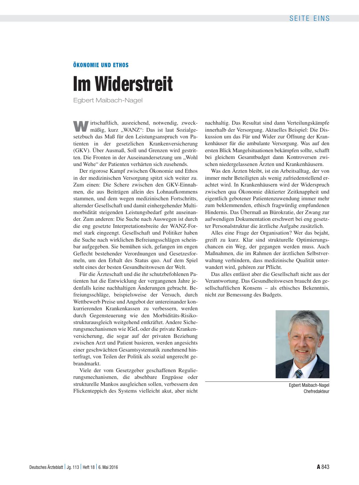 Vorschauseite 1: Ökonomie und Ethos: Im Widerstreit