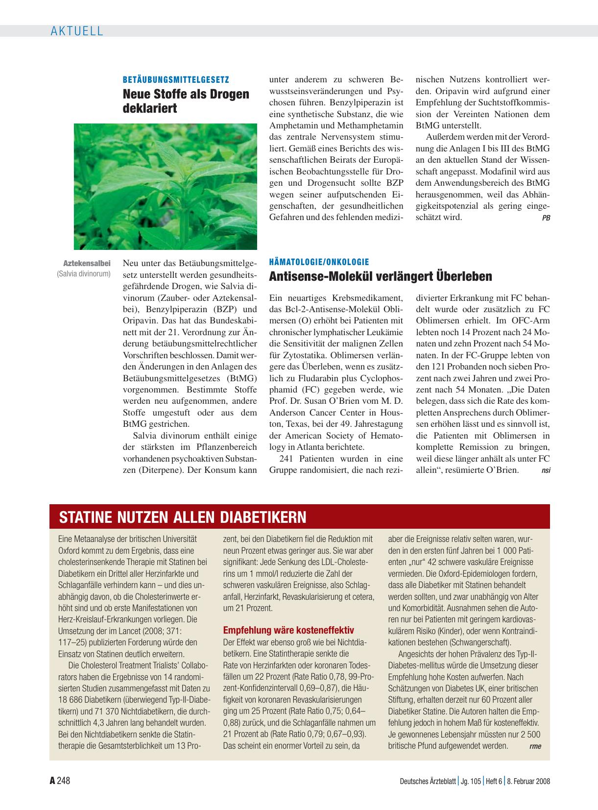 Vorschauseite 1: Hämatologie/Onkologie: Antisense-Molekül verlängert Überleben