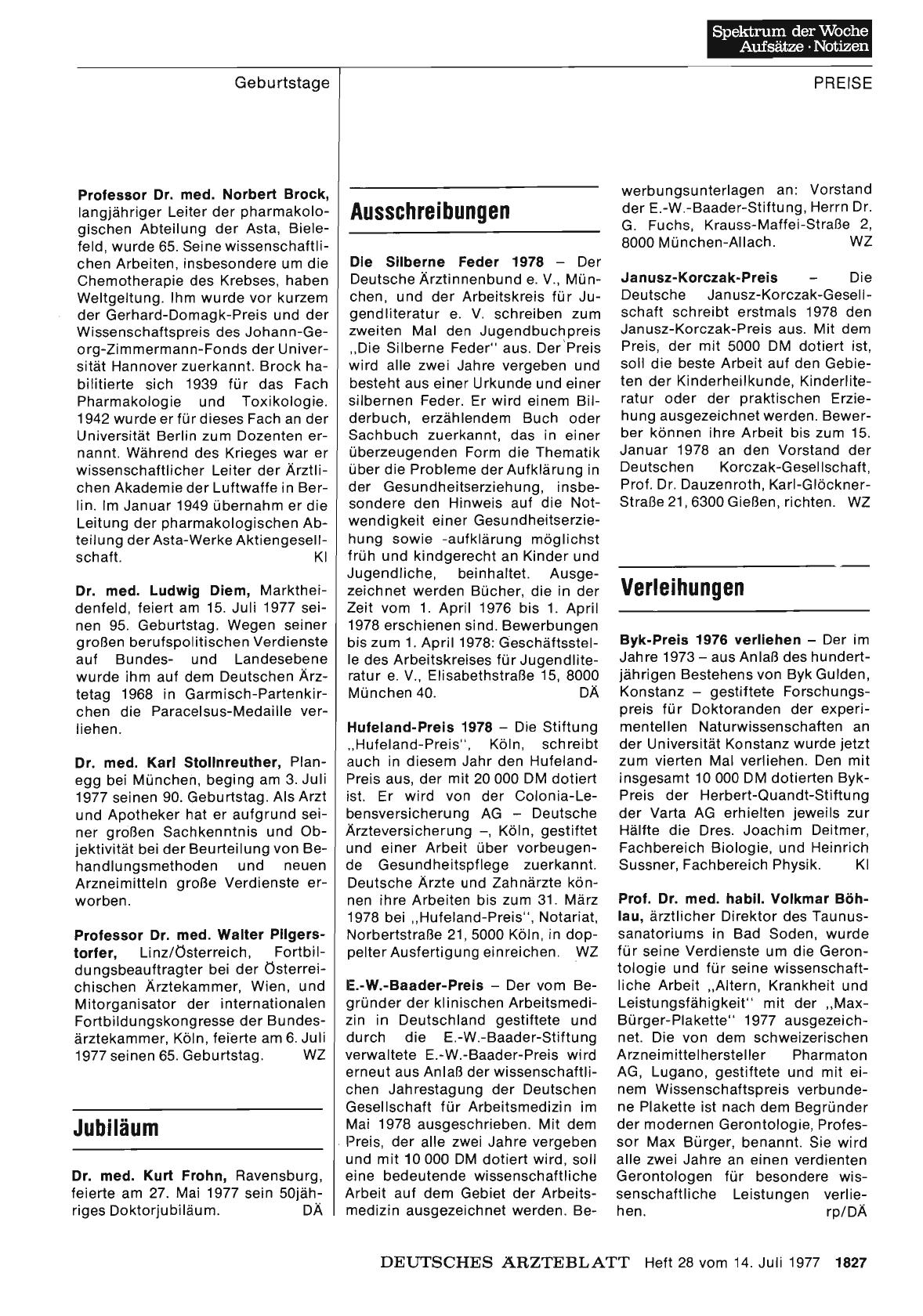 Vorschauseite 1: Verleihungen