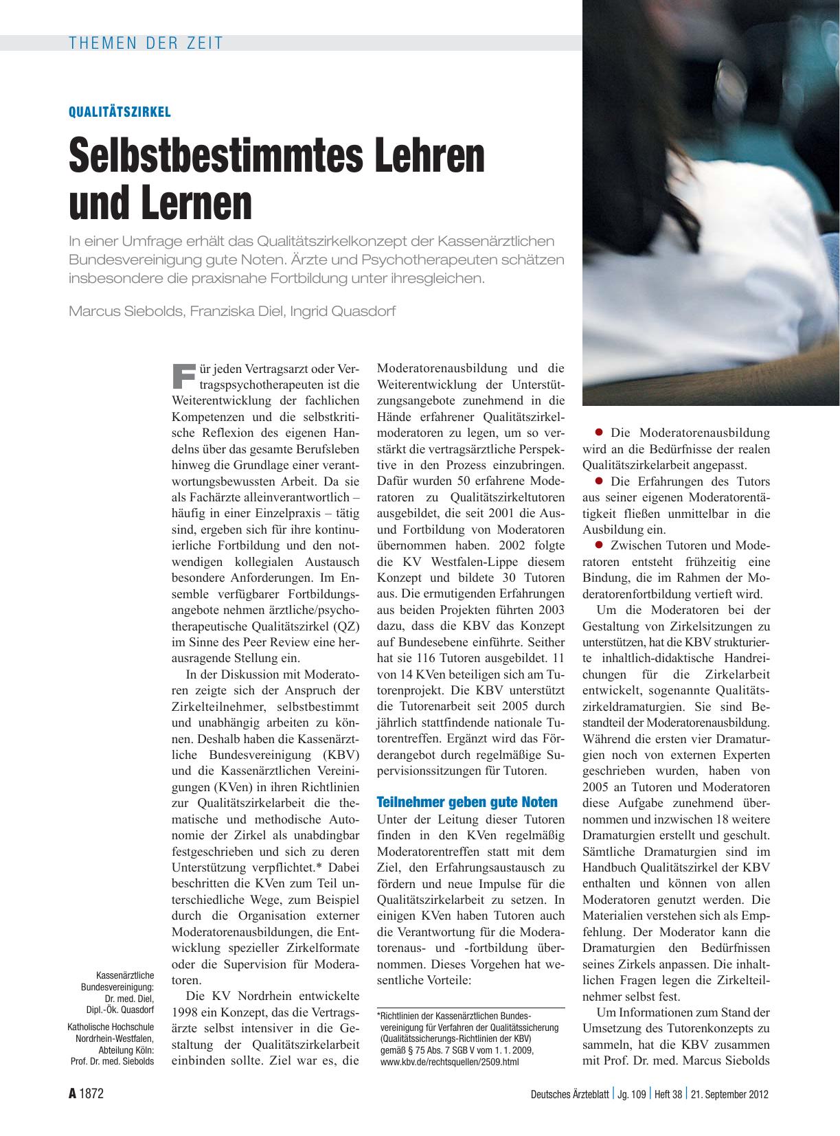 Vorschauseite 1: Qualitätszirkel: Selbstbestimmtes Lehren und Lernen