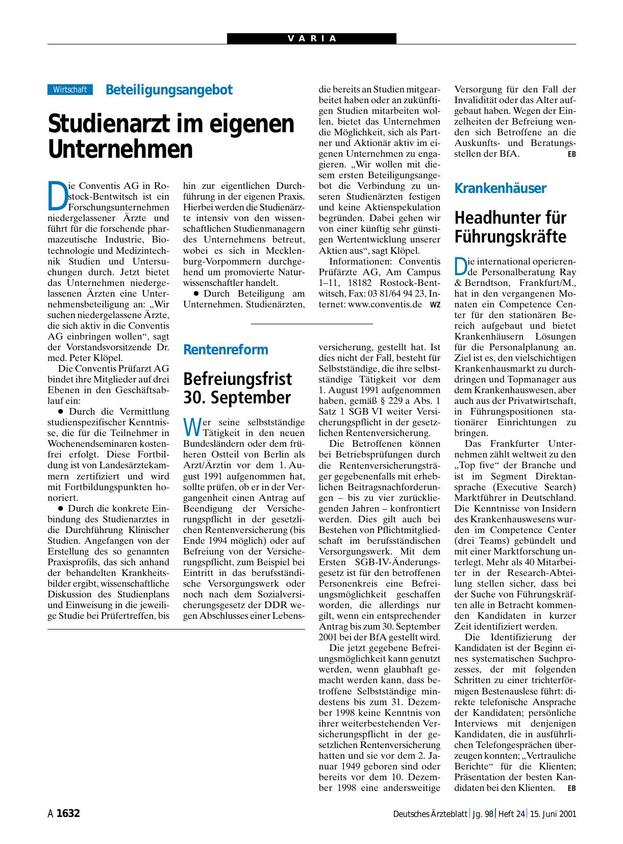 Vorschauseite 1: Beteiligungsangebot: Studienarzt im eigenen Unternehmen
