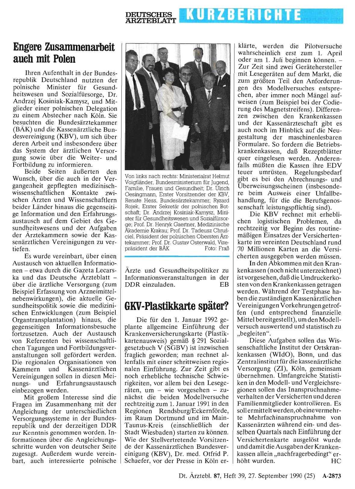 Vorschauseite 1: GKV-Plastikkarte später?