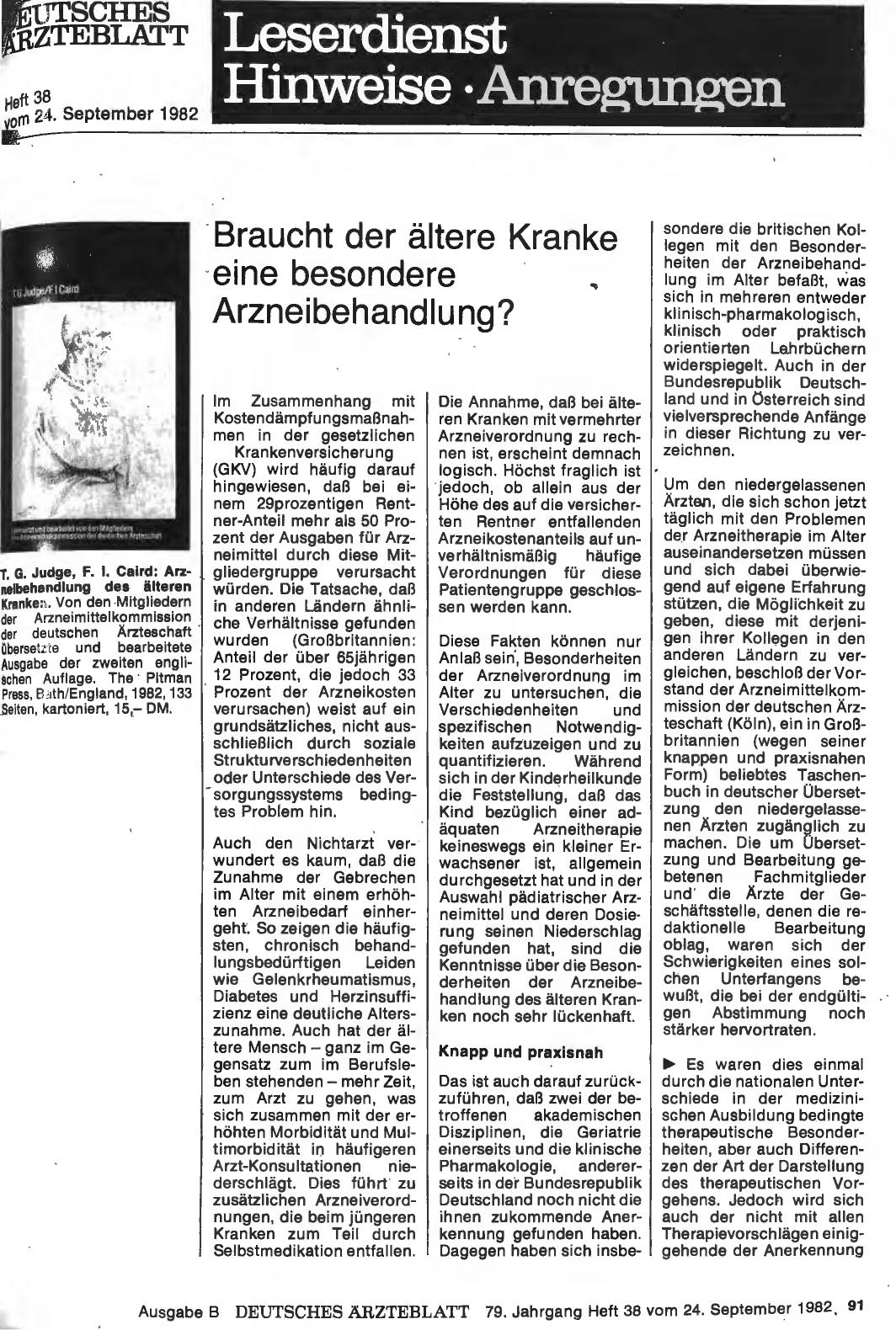 Vorschauseite 1: Braucht der ältere Kranke -eine besondere Arzneibehandlung?