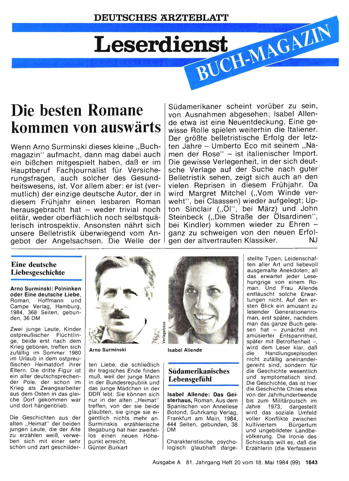 Vorschauseite 1: Die besten Romane kommen von auswärts