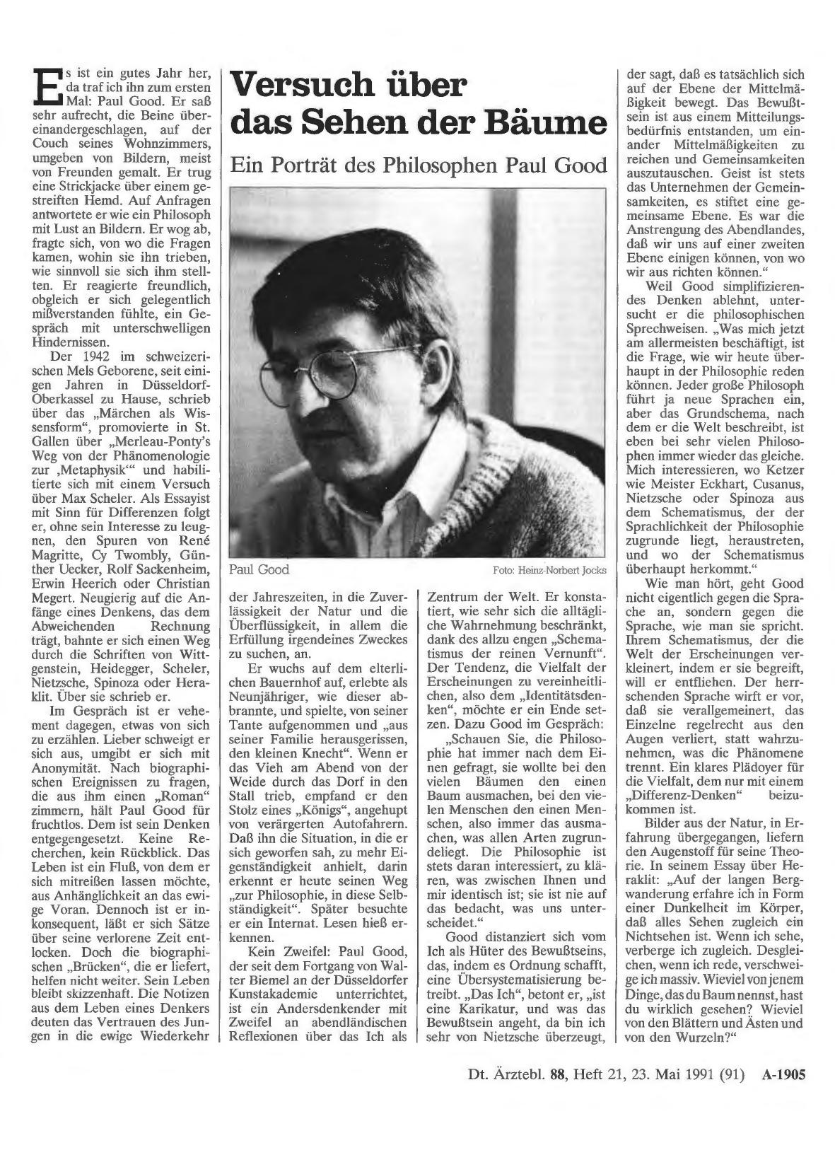 Vorschauseite 1: Versuch über das Sehen der Bäume: Ein Porträt des Philosophen Paul Good