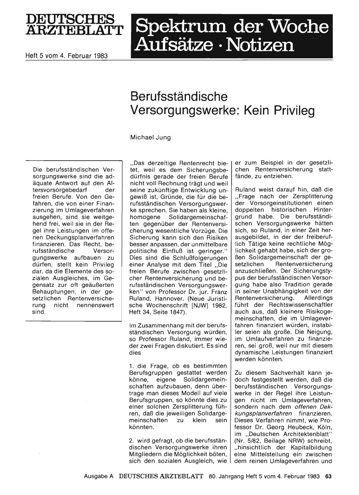 Vorschauseite 1: Berufsständische Versorgungswerke: Kein Privileg