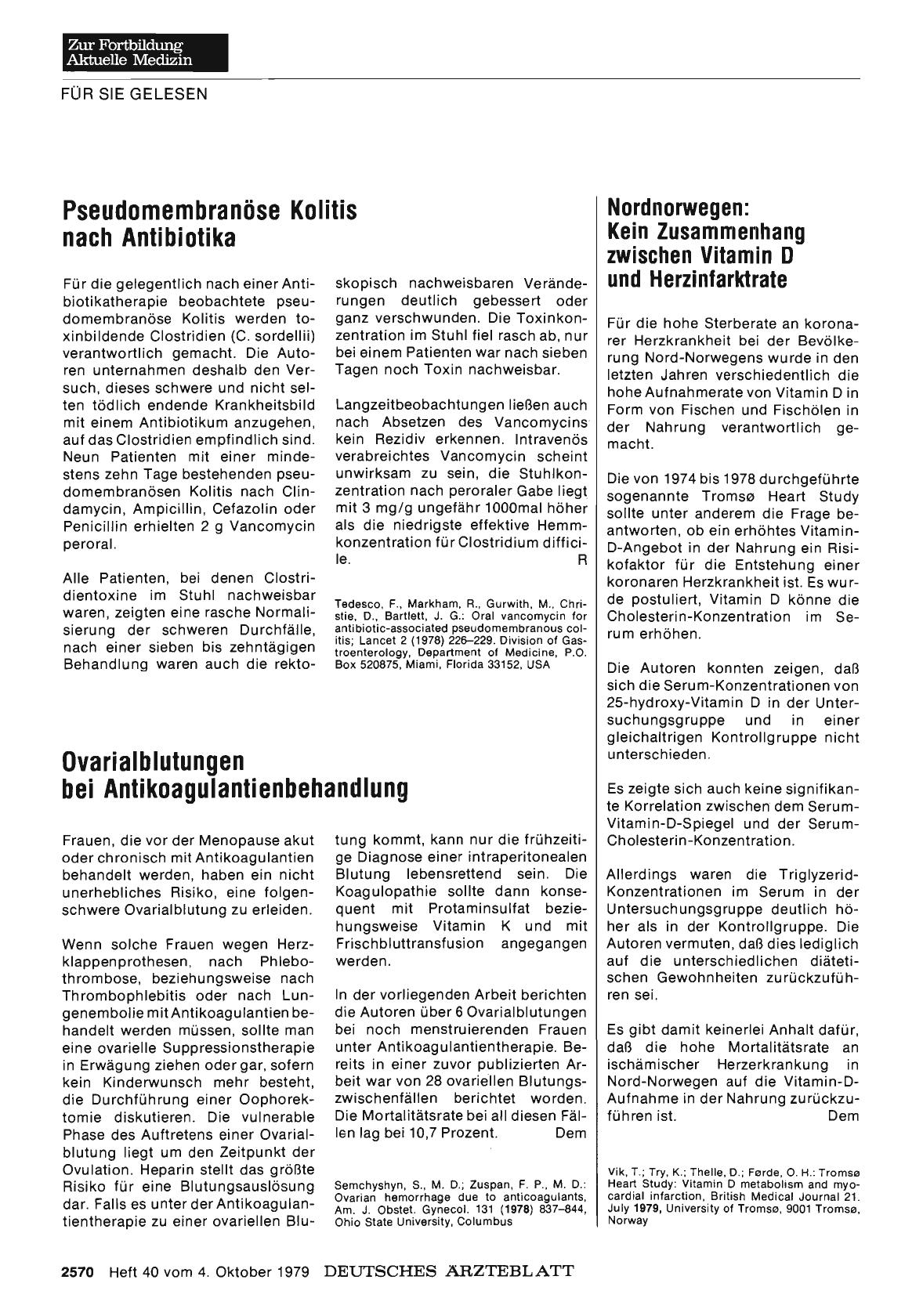 Vorschauseite 1: Nordnorwegen: Kein Zusammenhang zwischen Vitamin D und Herzinfarldrate
