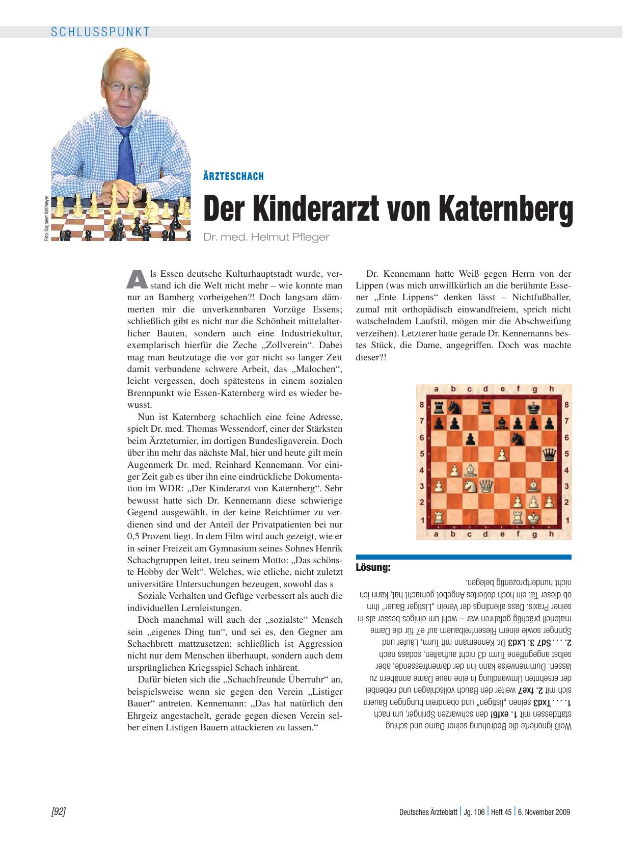 Vorschauseite 1: Ärzteschach: Der Kinderarzt von Katernberg